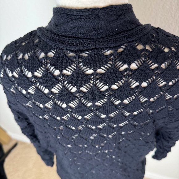 GIRLS Sz 12 Black Cotton 3/4 Sleeve light summer cardigan modesty open front - Picture 3 of 4